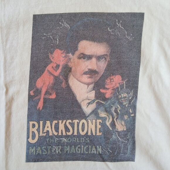 Harry Blackstone The Magician 1980 TV Show W/ Devils T-shirt XL White Cropped - Picture 2 of 7